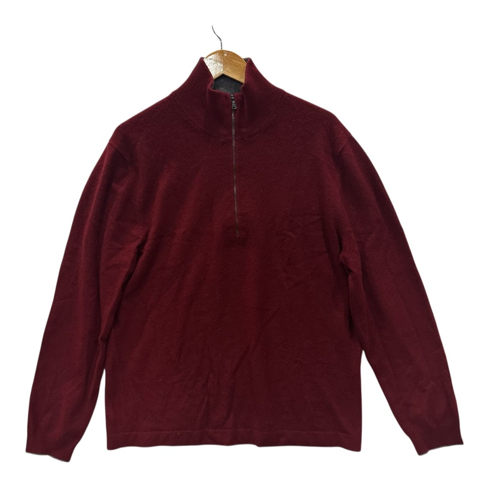 Banana Republic Men's XL 100% Cashmere Burgundy Quarter Zip Sweater